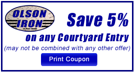 Coupon:  Save 5% on any Custom Wrought Iron Courtyard Entry.